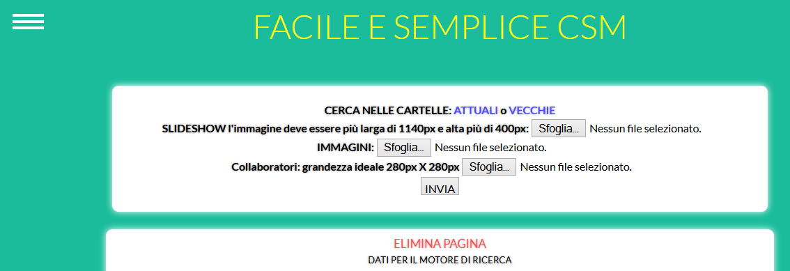 panello amministrativo di facile e semplice cms selezionare il link