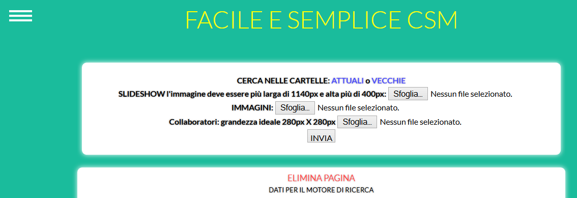 panello amministrativo di facile e semplice csm aggiungere un immagine slidershow